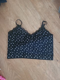 Ladies Primark Size 6-8 Black And White Floral Sleeveless Pyjama Top