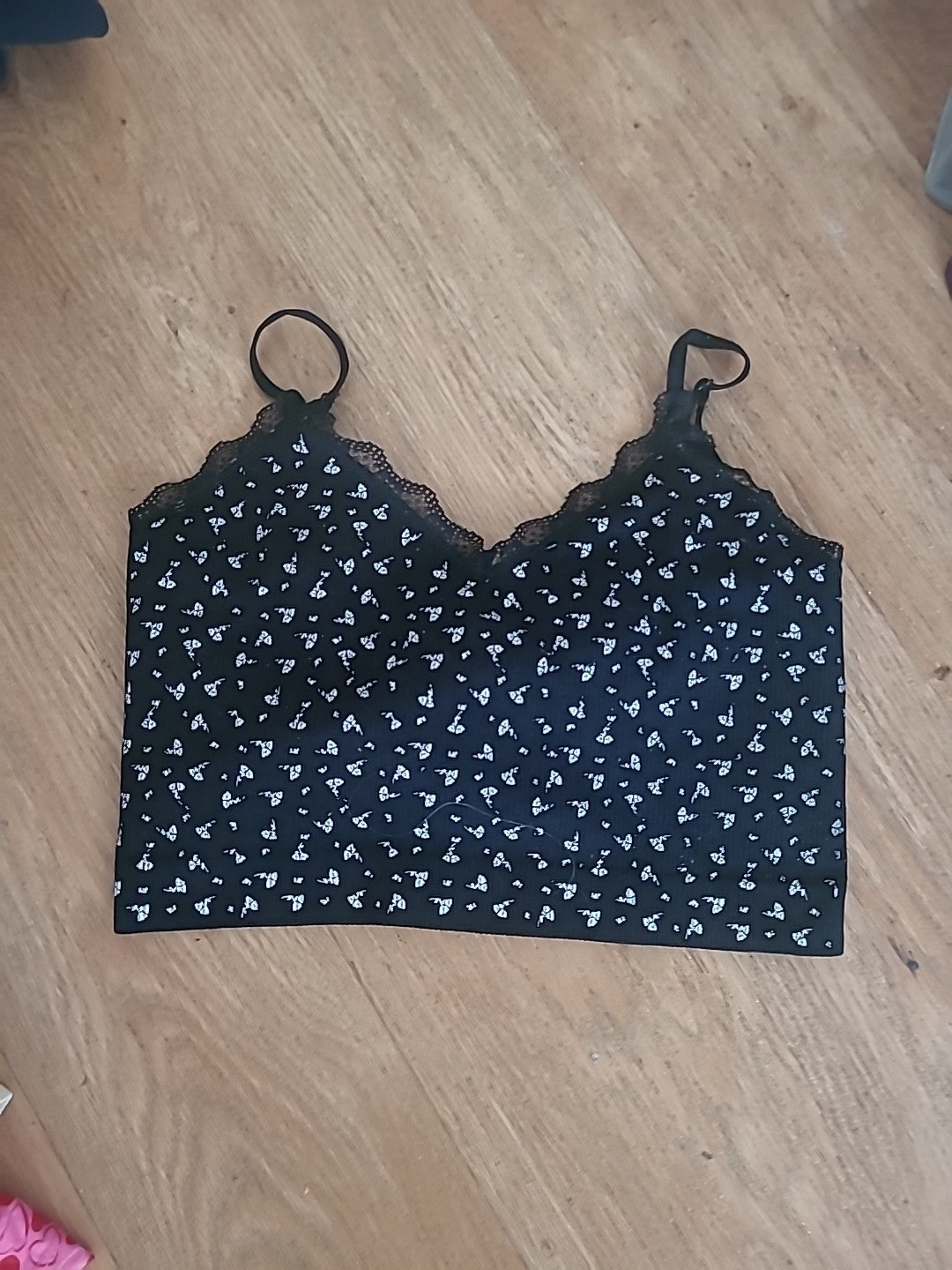 Ladies Primark Size 6-8 Black And White Floral Sleeveless Pyjama Top