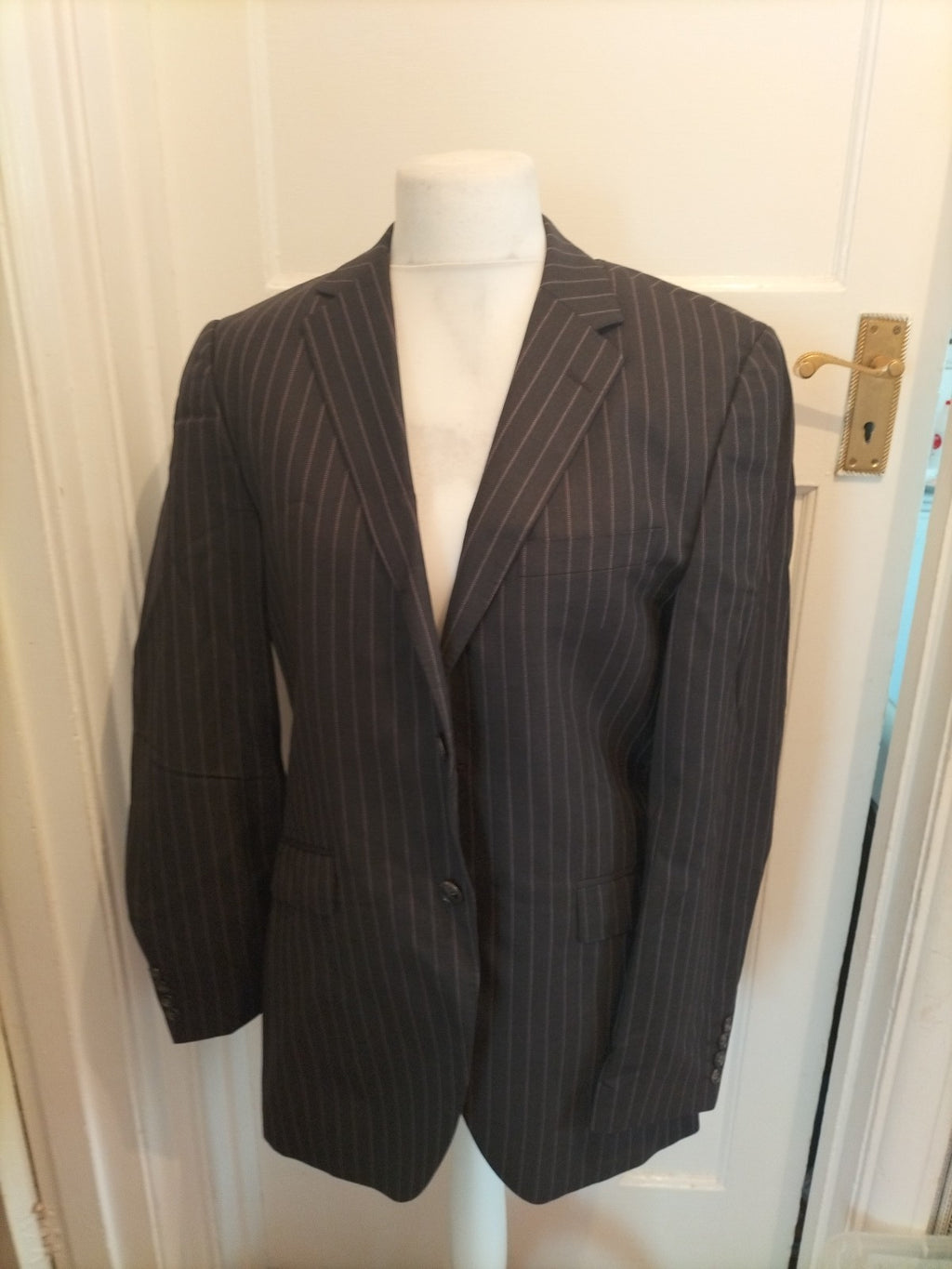 Mens Saville Row Size 40L Black And Purple Suit Jacket