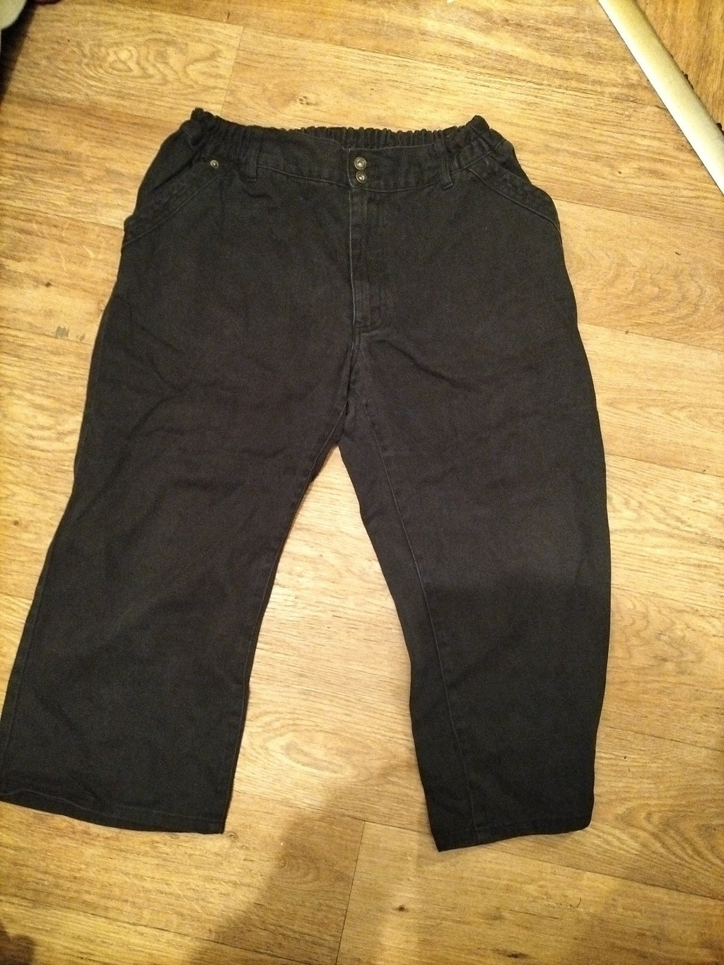 Mens Size Medium Black Elasticated Cropped Jeans