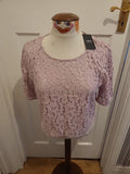 Brand New Ladies Next Size 10 Baby Pink Floral Lace Short Sleeved Tshirt