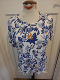Ladies Size Large Multicoloured Floral Short Sleeved Slight Elasticated Neck...