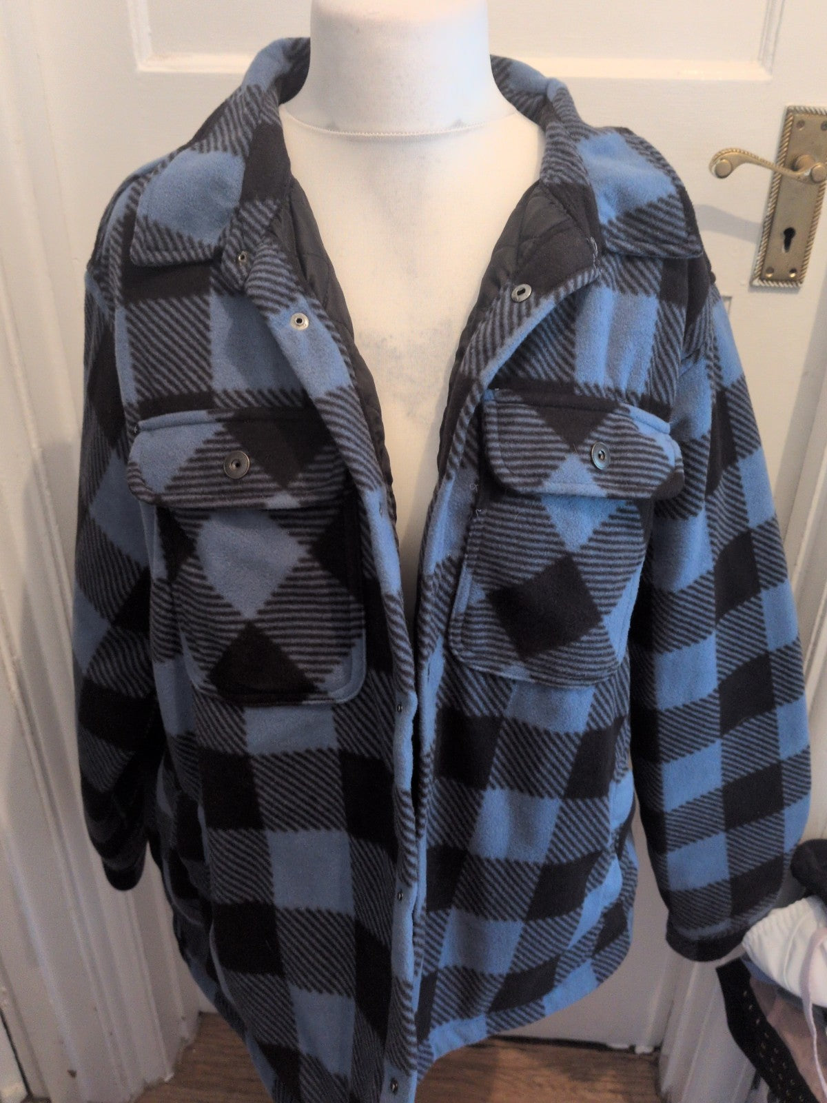 Workwear XL Blue And Black Patterned Lined Jacket