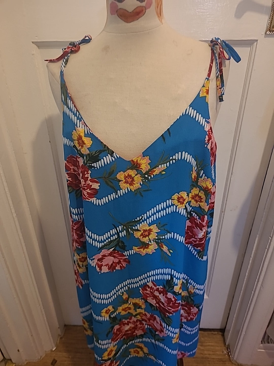 Brand New Ladies Papaya Size 16 Blue Floral Sleeveless Dress