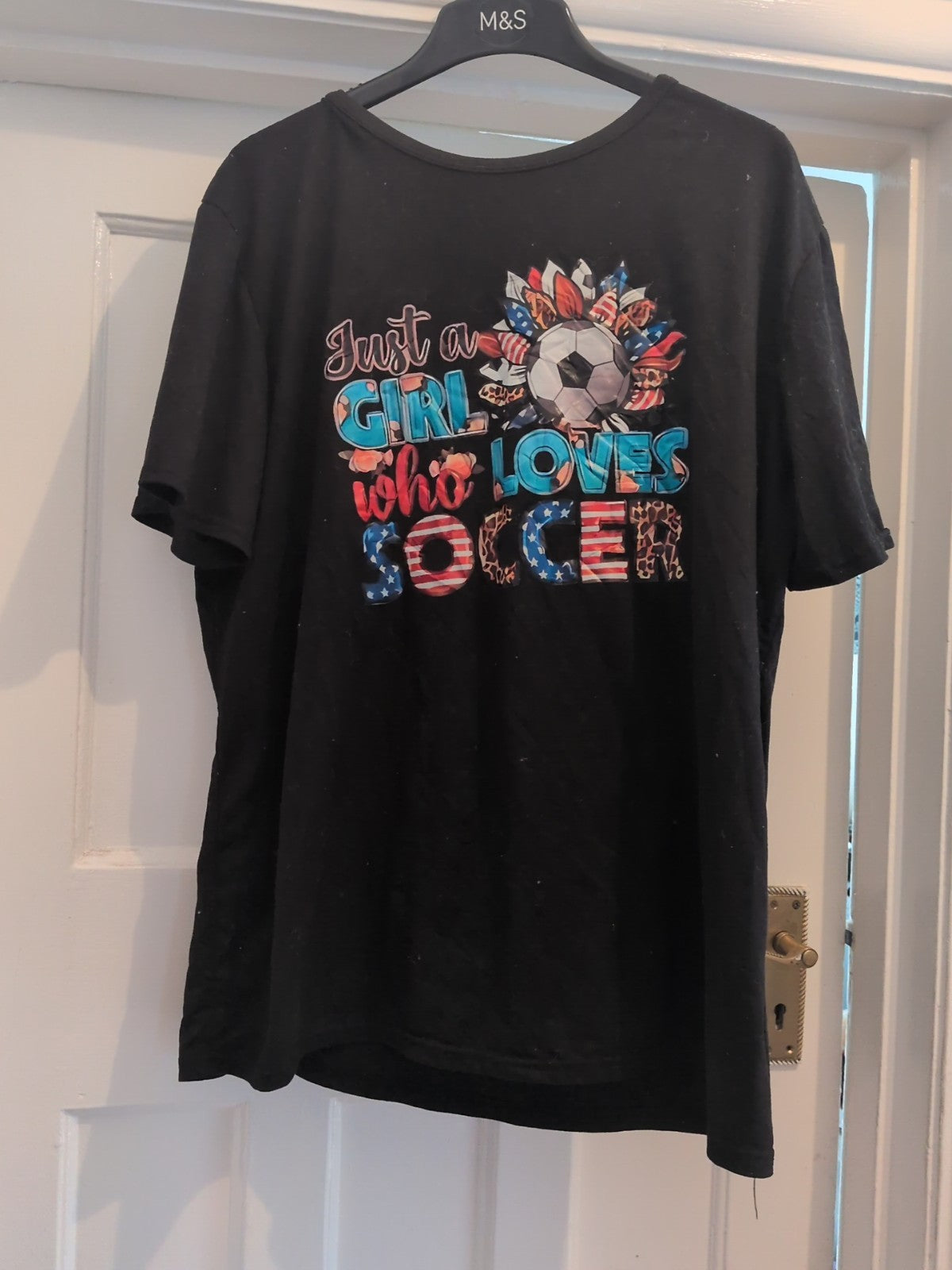 XL Black Girl Loves Soccer T-shirt