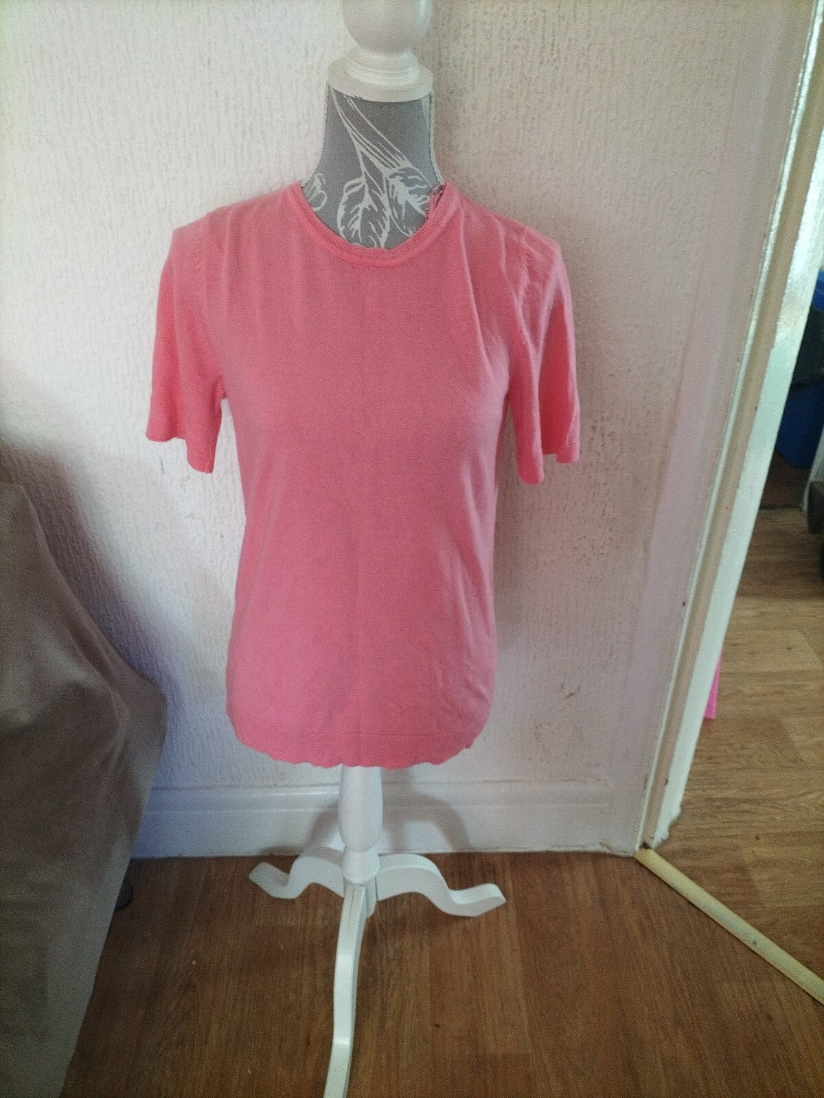 Ladies Bonmarche Size 10 Pink Short Sleeved Blouse