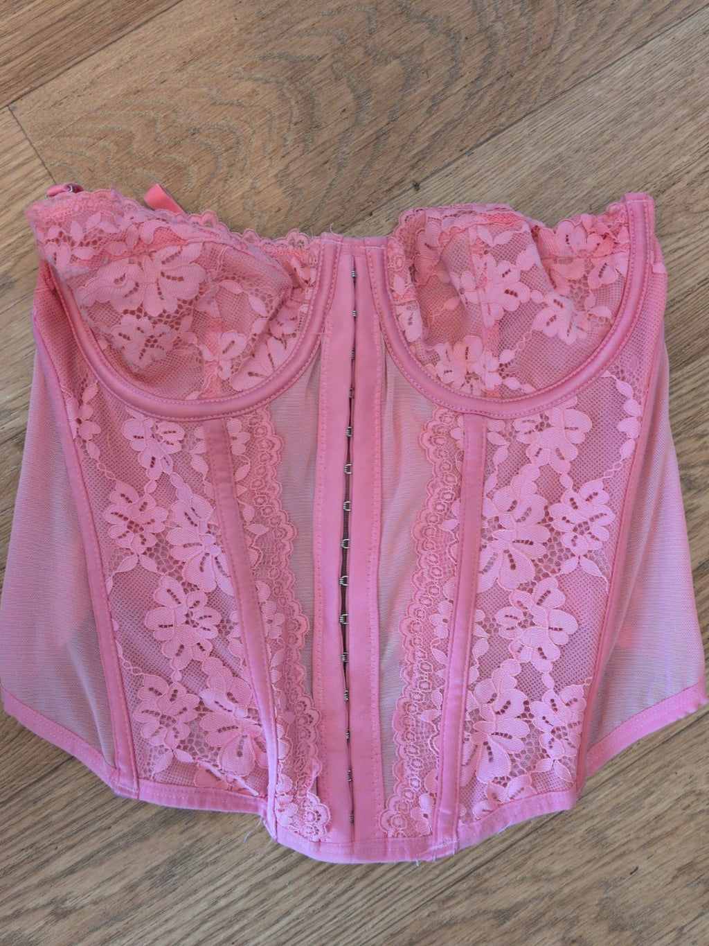 Primark 34C Pink Front Fasten Boned Wired Corset Bra