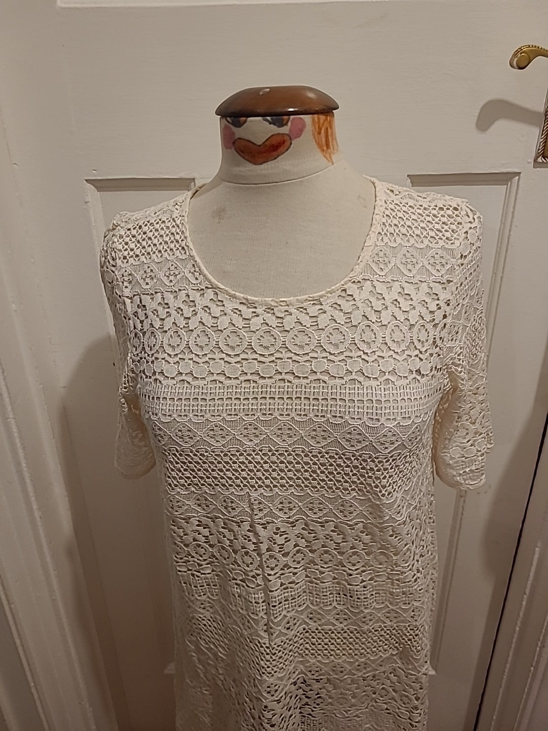 Ladies Size S/M White See Through Short Sleeved Dress