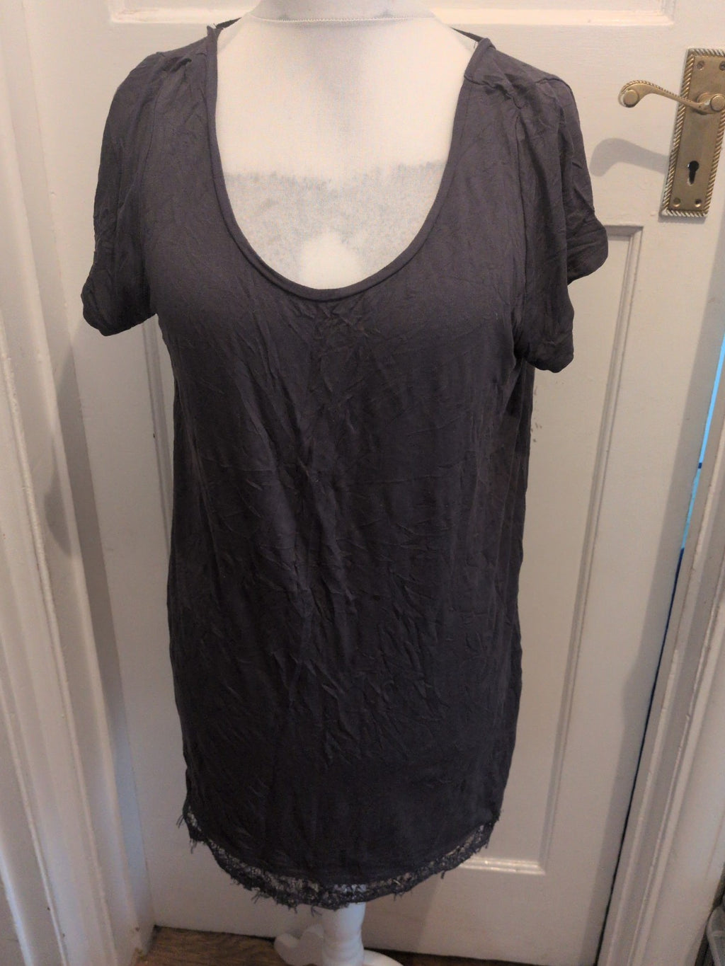 Next 16  Dark Grey Sleeveless Frill Hem Short Sleeve Top