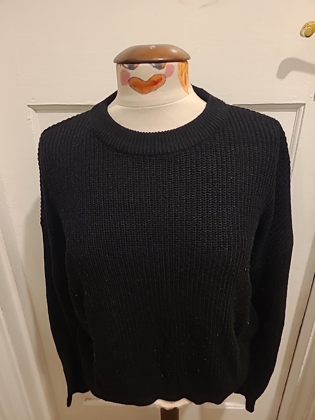 Ladies New Look Size Large Black Ribbed Pullover Jumper