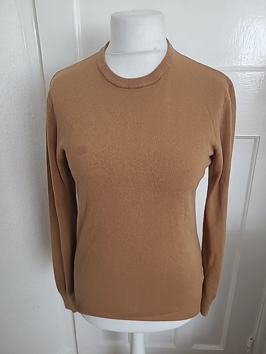 Mens Primark Size Medium Brown Round Neck Long Sleeve Jumper