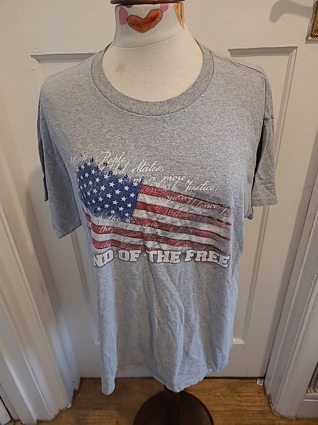 Mens 5 Star Size Large Grey USA design Tshirt