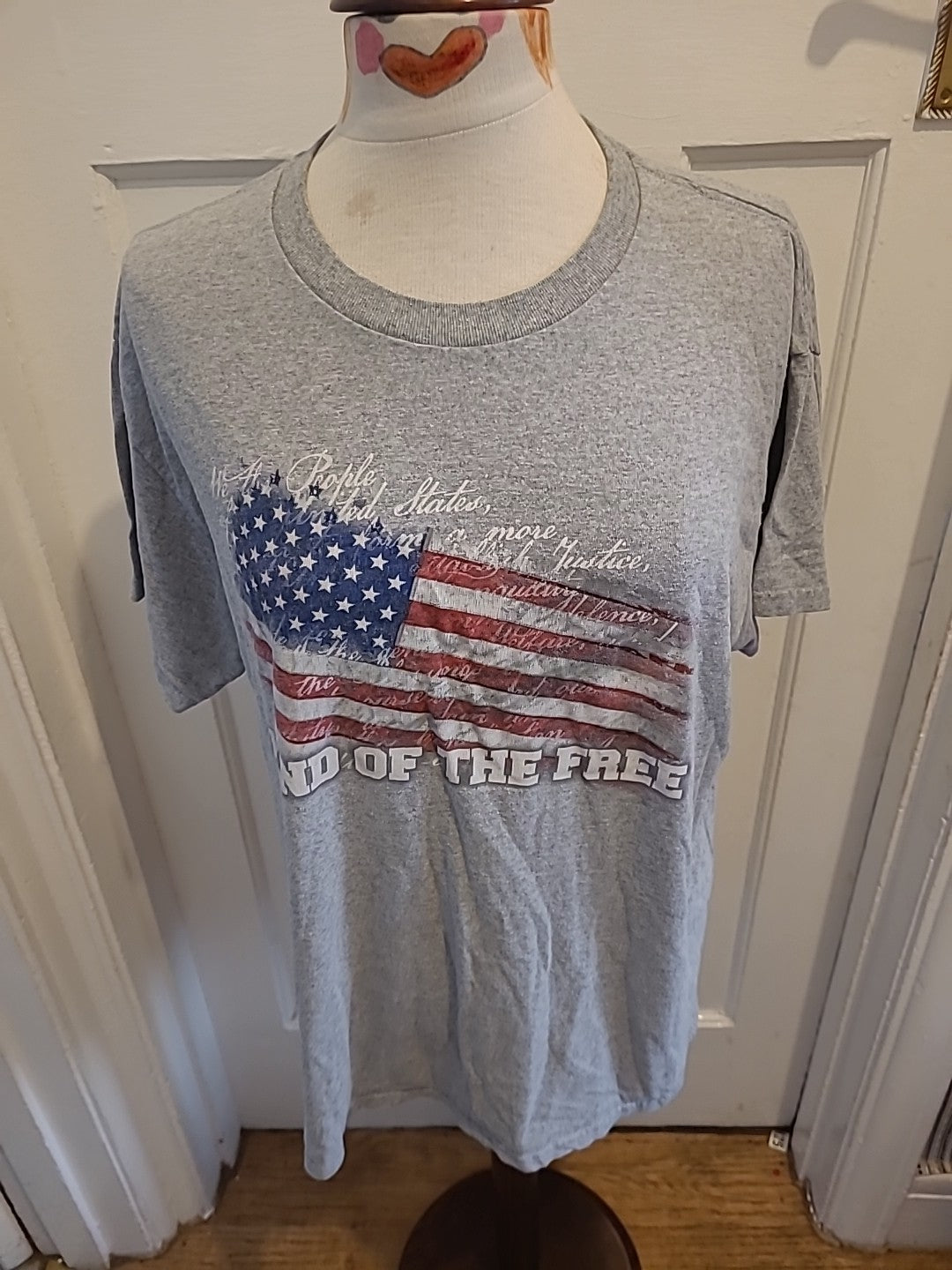 Mens 5 Star Size Large Grey USA design Tshirt