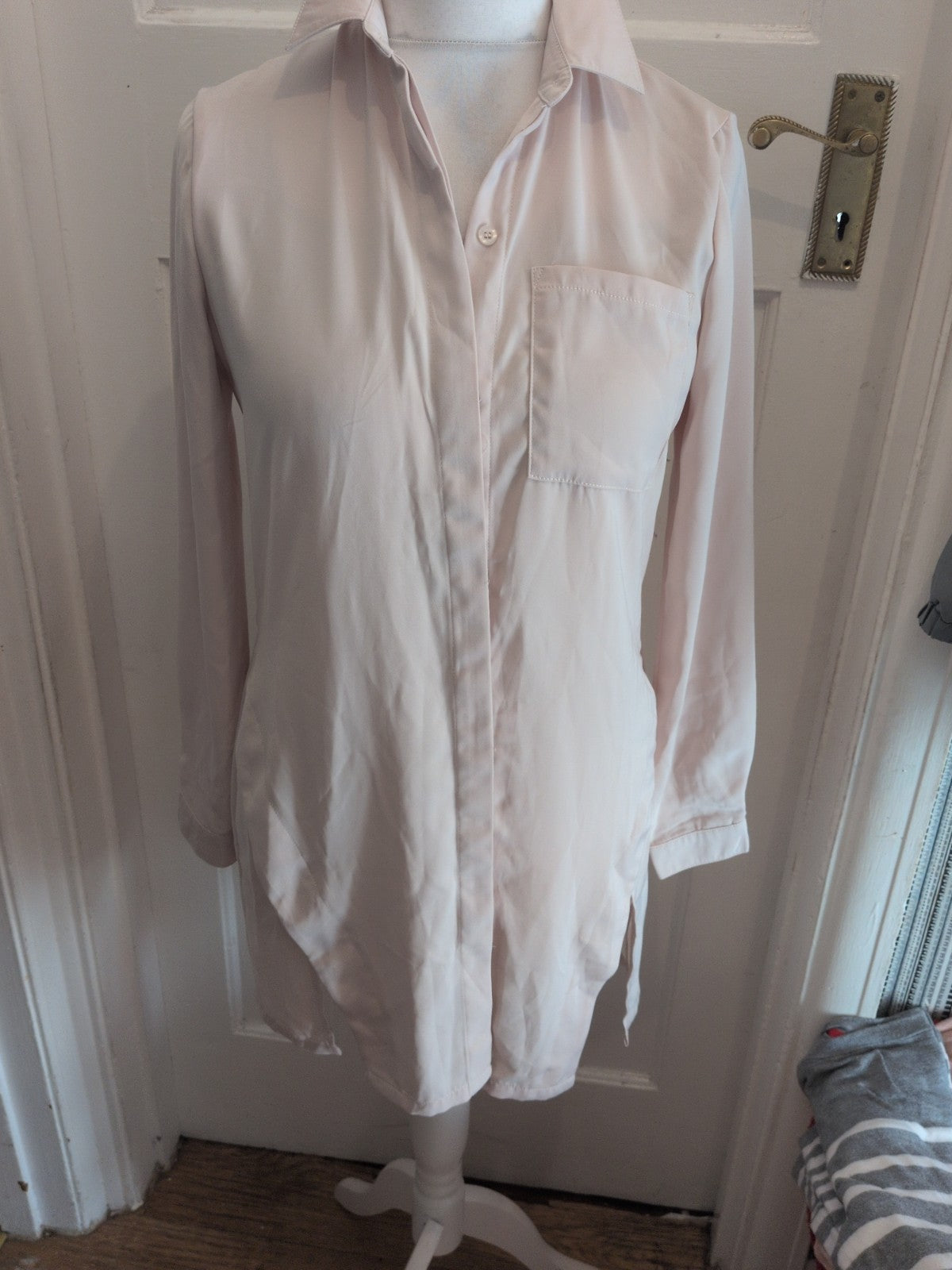 In The Style 8 Ivory Collared Long Sleeve Shirt Dress