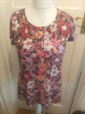 Ladies BM Casual Size 12 Purple Mix Floral Short Sleeved Blouse