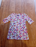 Ladies Marks And Spencer Size 8 Multicoloured Short Sleeved "Bird" Pattern...