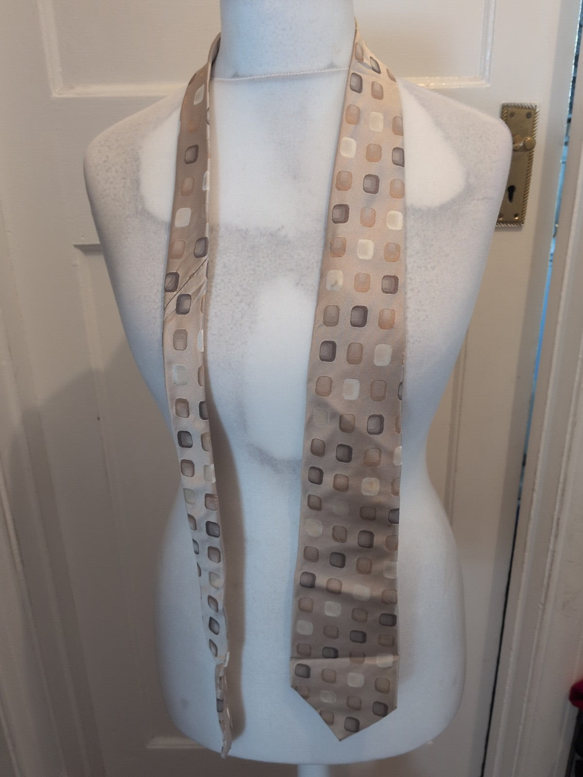 Next Beige Patterned Square Tie
