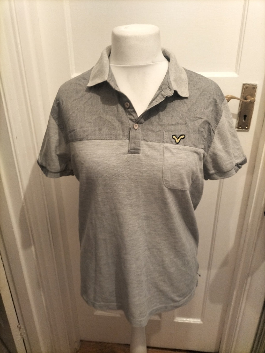 Mens Voi Jeans Size Large Grey Short Sleeved Polo