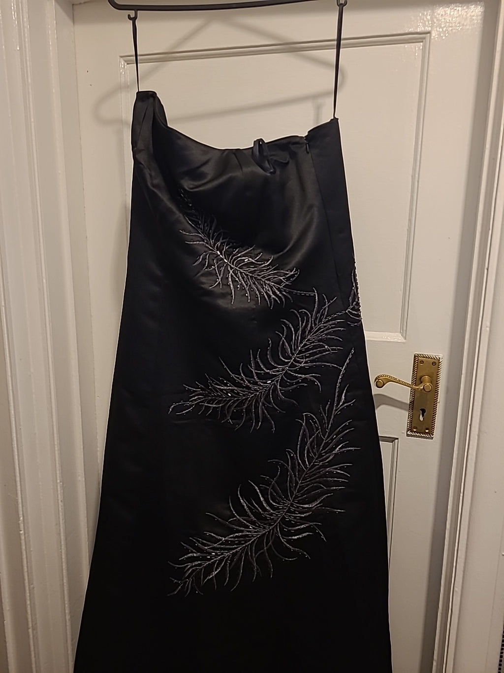 Ladies Debut Size 12 Black Floral Sleeveless Strapless Boned Dress