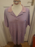 Mens Ralph Lauren Size Large Pink Navy Striped Short Sleeved Polo Shirt
