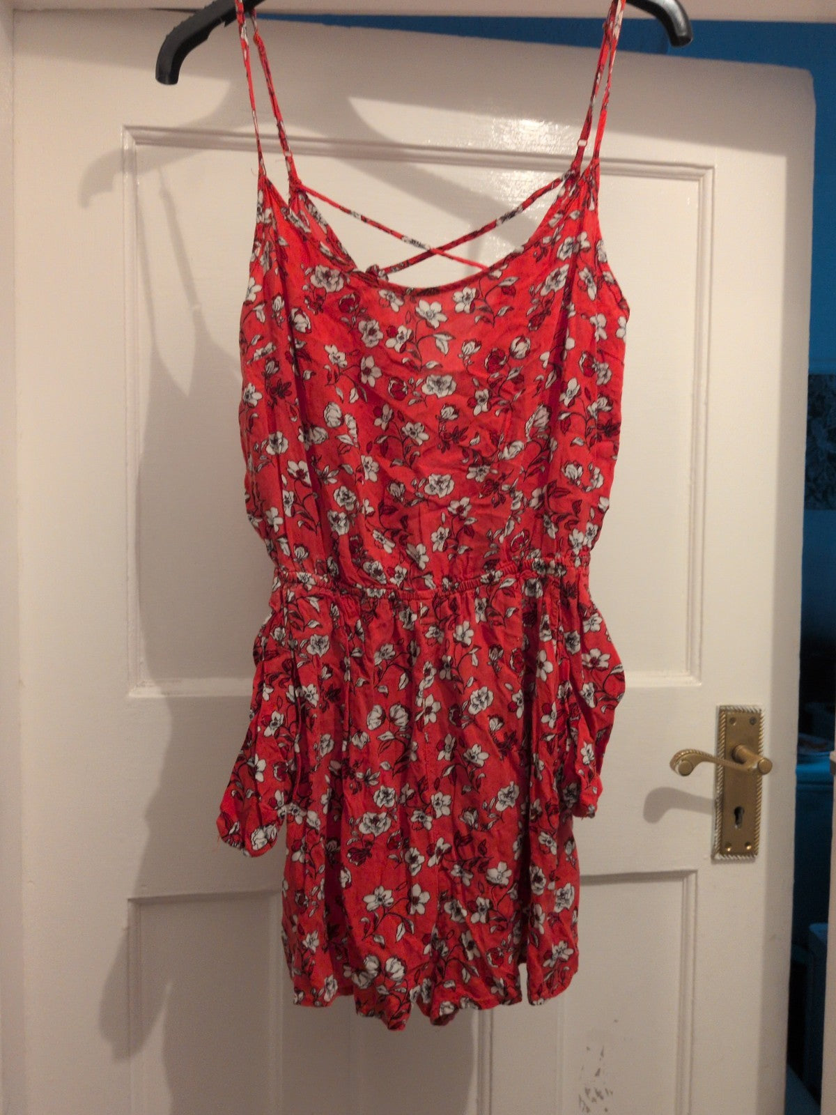 H&M Divided 12 Red Floral Sleeveless Playsuit