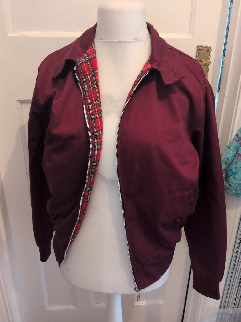 Cotton Works Medium Purple Check Lined Jacket Full Zip