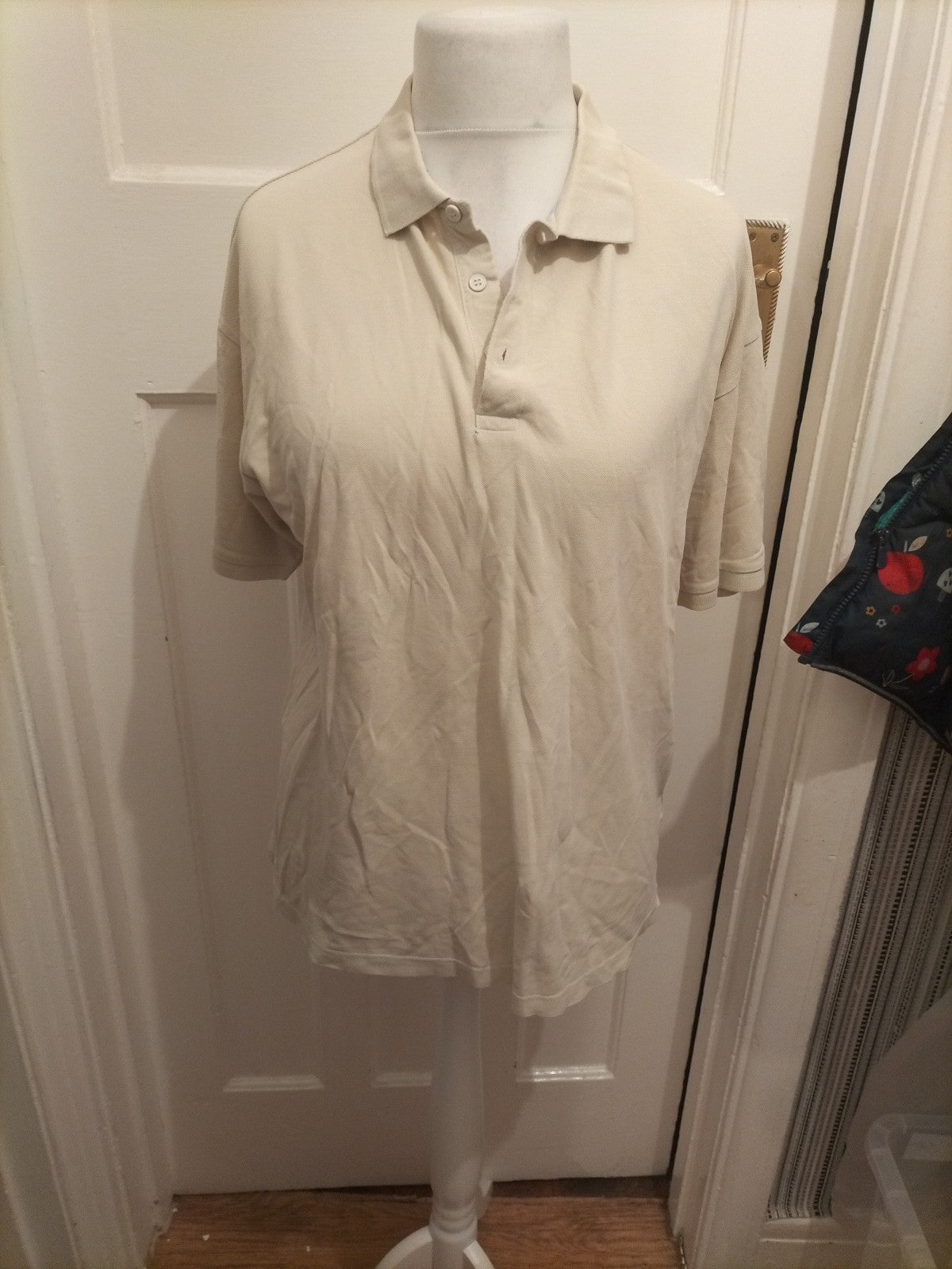 Mens Zantos Size L Pale Beige Short Sleeved Polo Slight Damage On Inside Neck