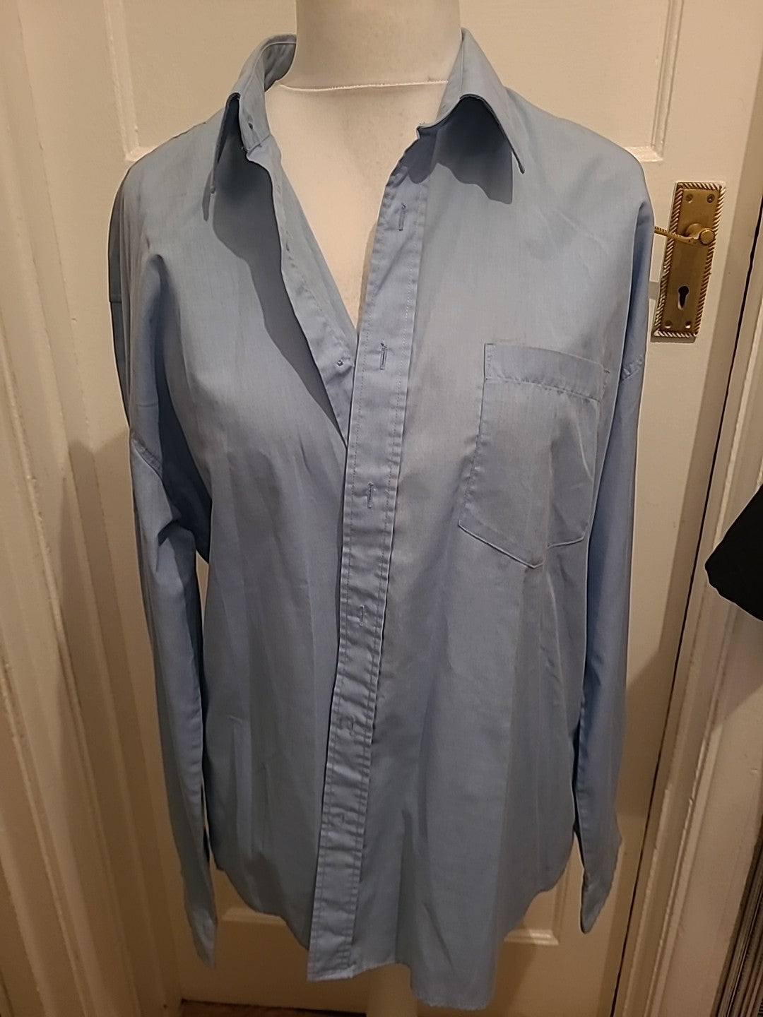 Mens Lorenzo Didakka Size 45/46 Blue Long Sleeved Shirt Marked Neck