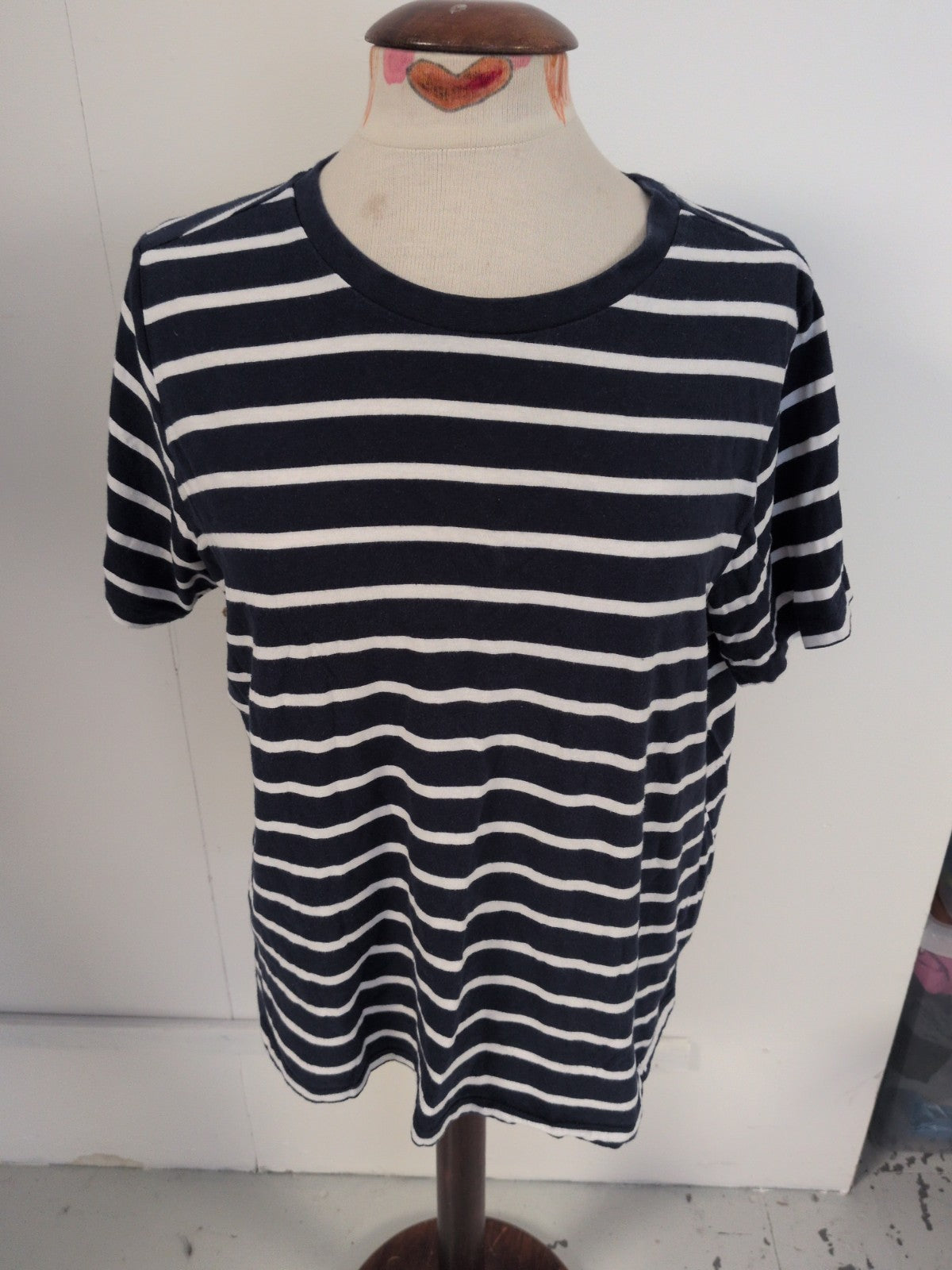 Primark XL Navy Striped White Short Sleeve T-shirt