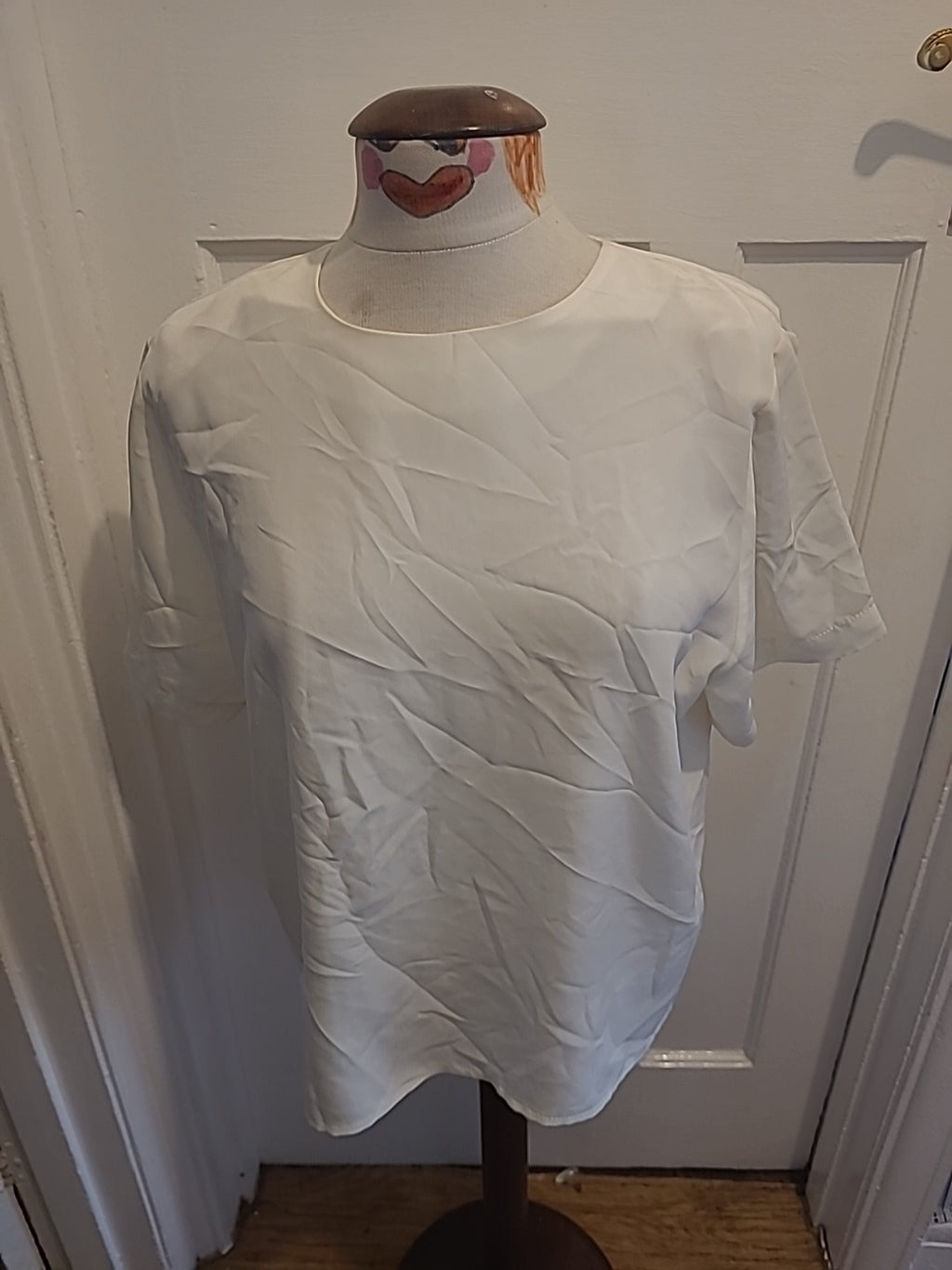 Ladies Amani 14 White/ Cream Short Sleeve Blouse