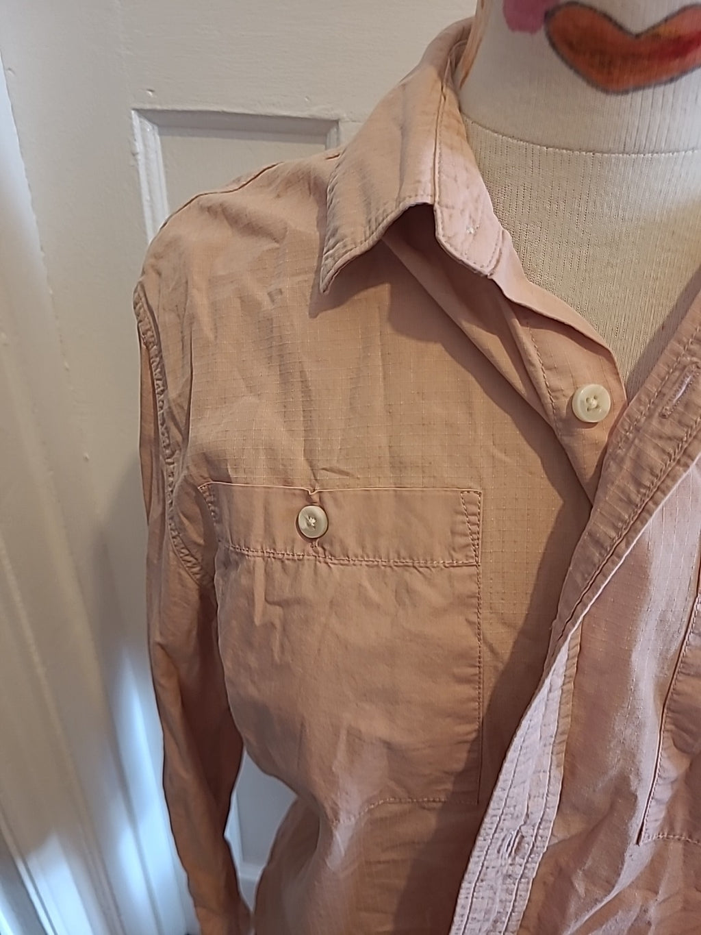 Mens Top Man Small Beige Long Sleeve Shirt