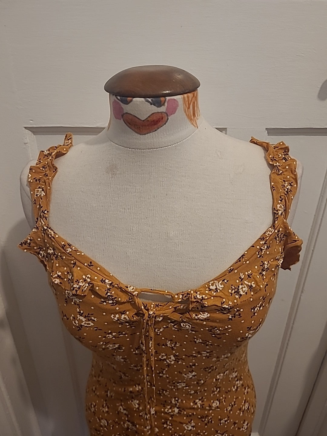 Ladies Prettylittlething Size 10 Burnt Orange Floral Sleeveless Dress