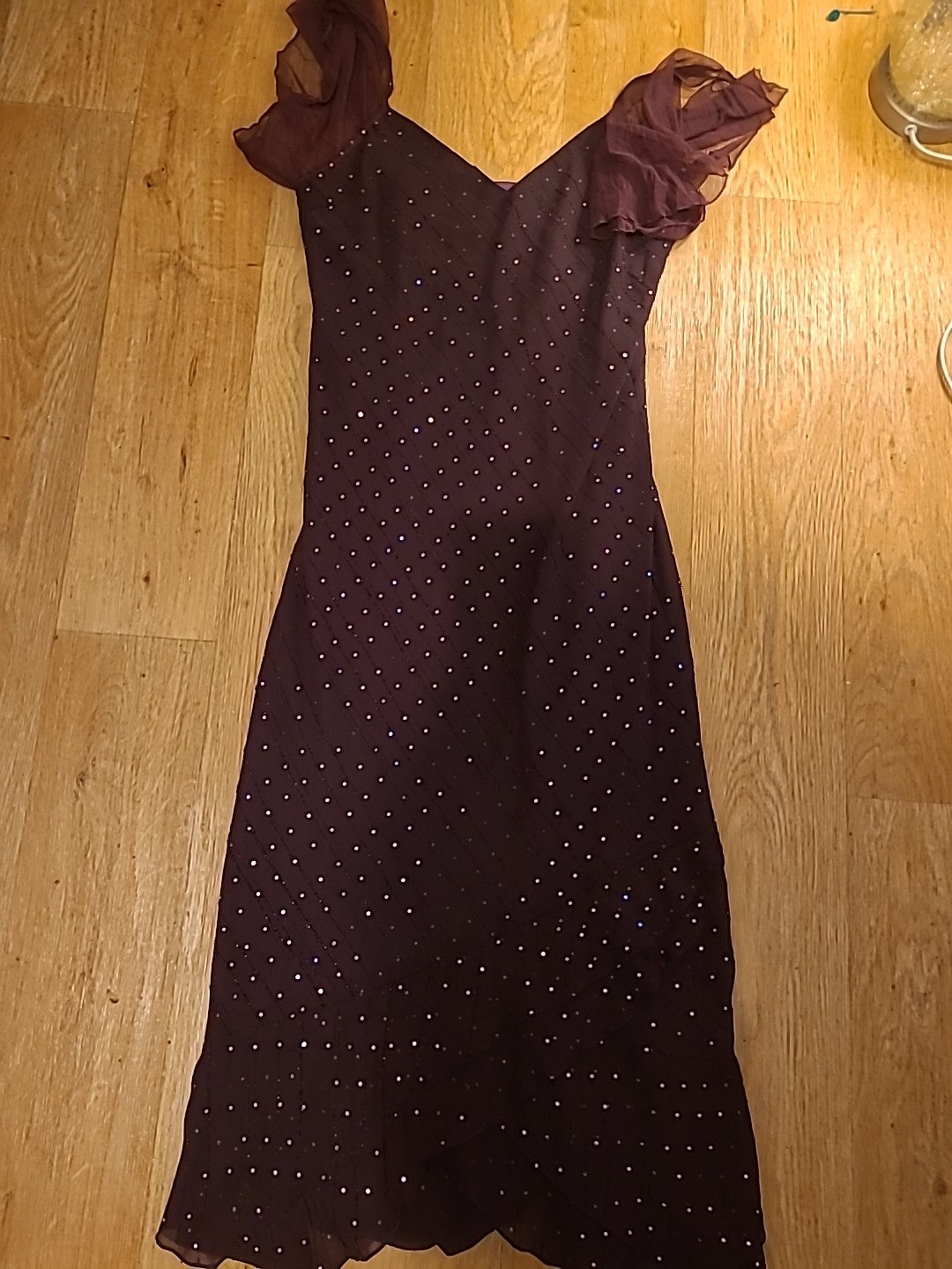 Ladies Satsuma Size 12 Purple Lined Sequin Short Sleeve Dress