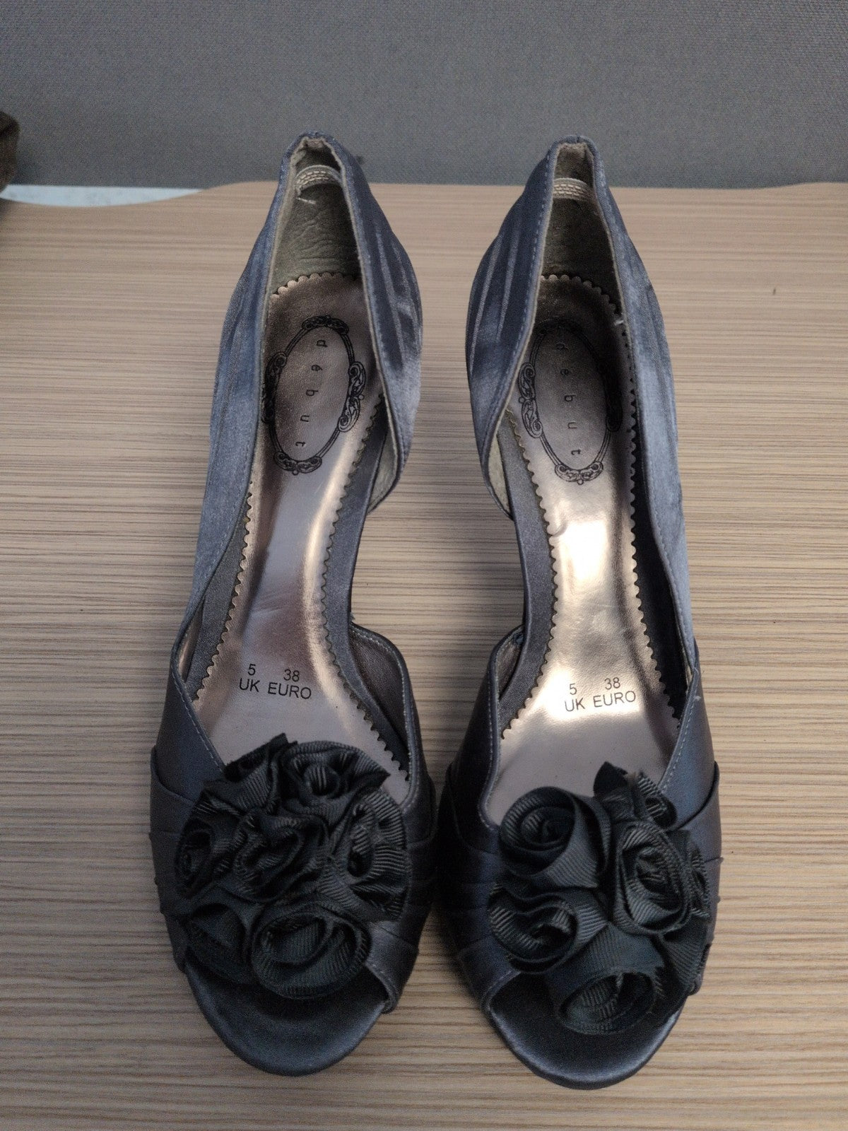Debut UK 5 Grey Flower Toe High Heels