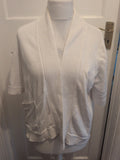 Profile Medium White Ribbed Short Sleeve Open Blouse
