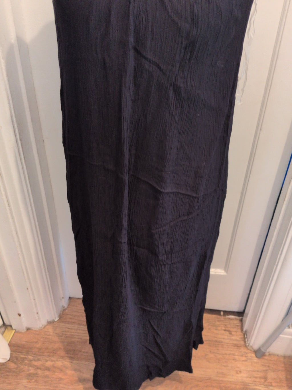 Papaya Medium Black Crinkle Long Length Sleeveless Dress