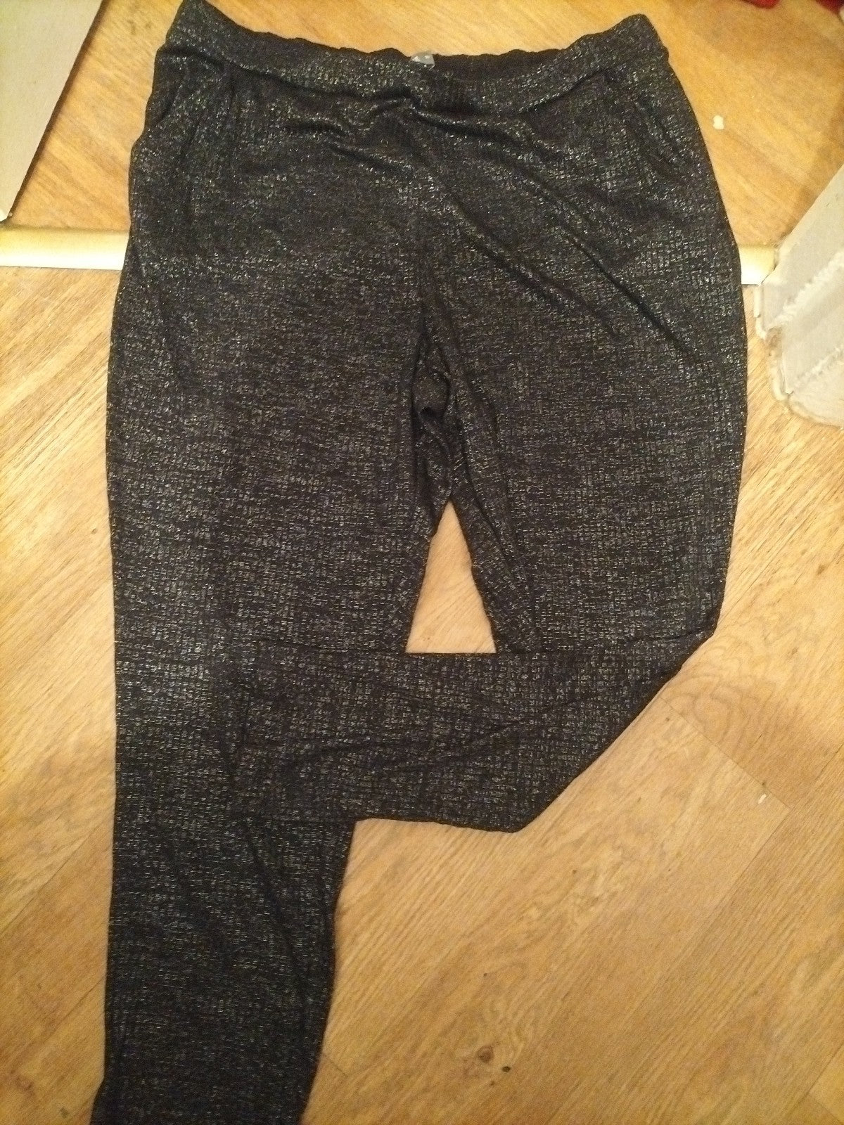 Nutmeg 20 Black Silver Shiny Elasticated Trousers
