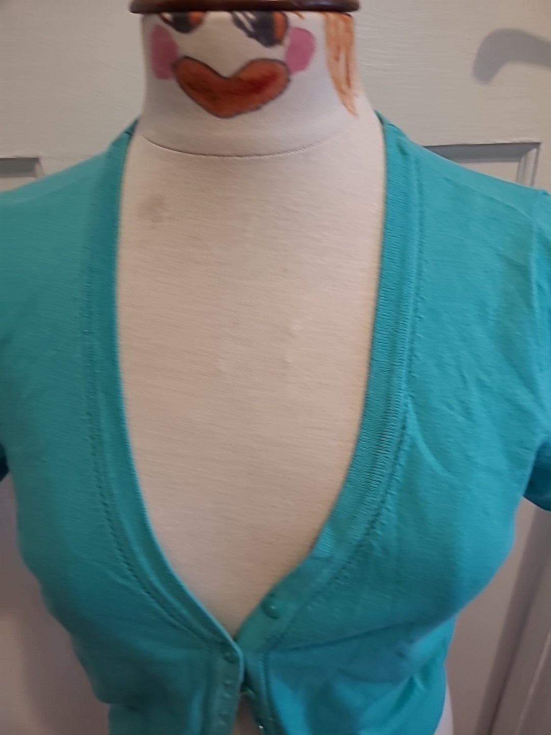 Ladies Tu Size 12 Turquoise Short Sleeved Cardigan