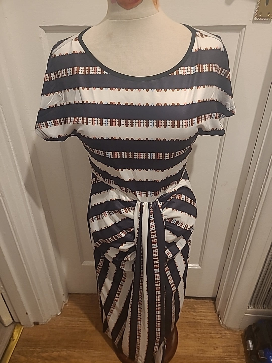 Ladies Shein Size Large Brown And White Sleeveless Long Summer Dress