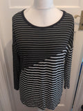 Tu 16 Black Striped Long Sleeve Blouse