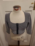 Ladies Cooperative Size Small Black White Striped Crop Top