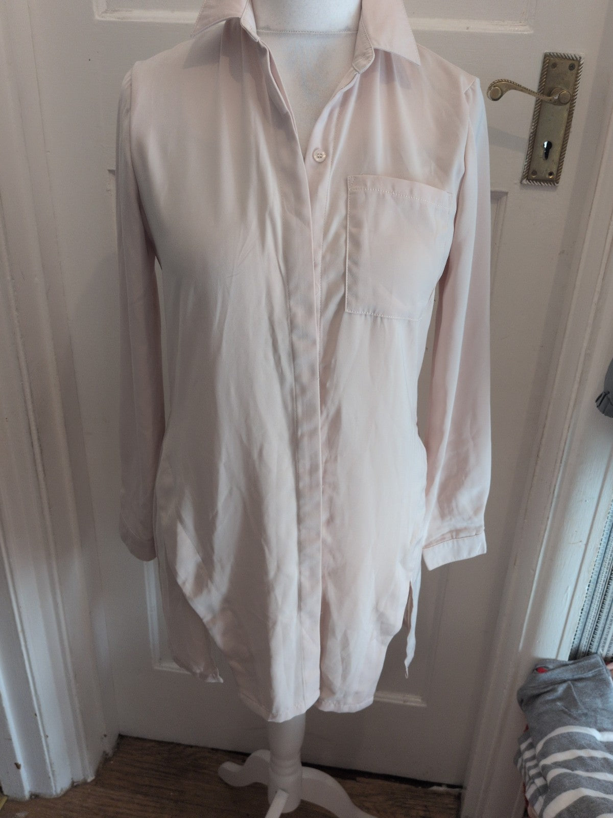 In The Style 8 Ivory Collared Long Sleeve Shirt Dress