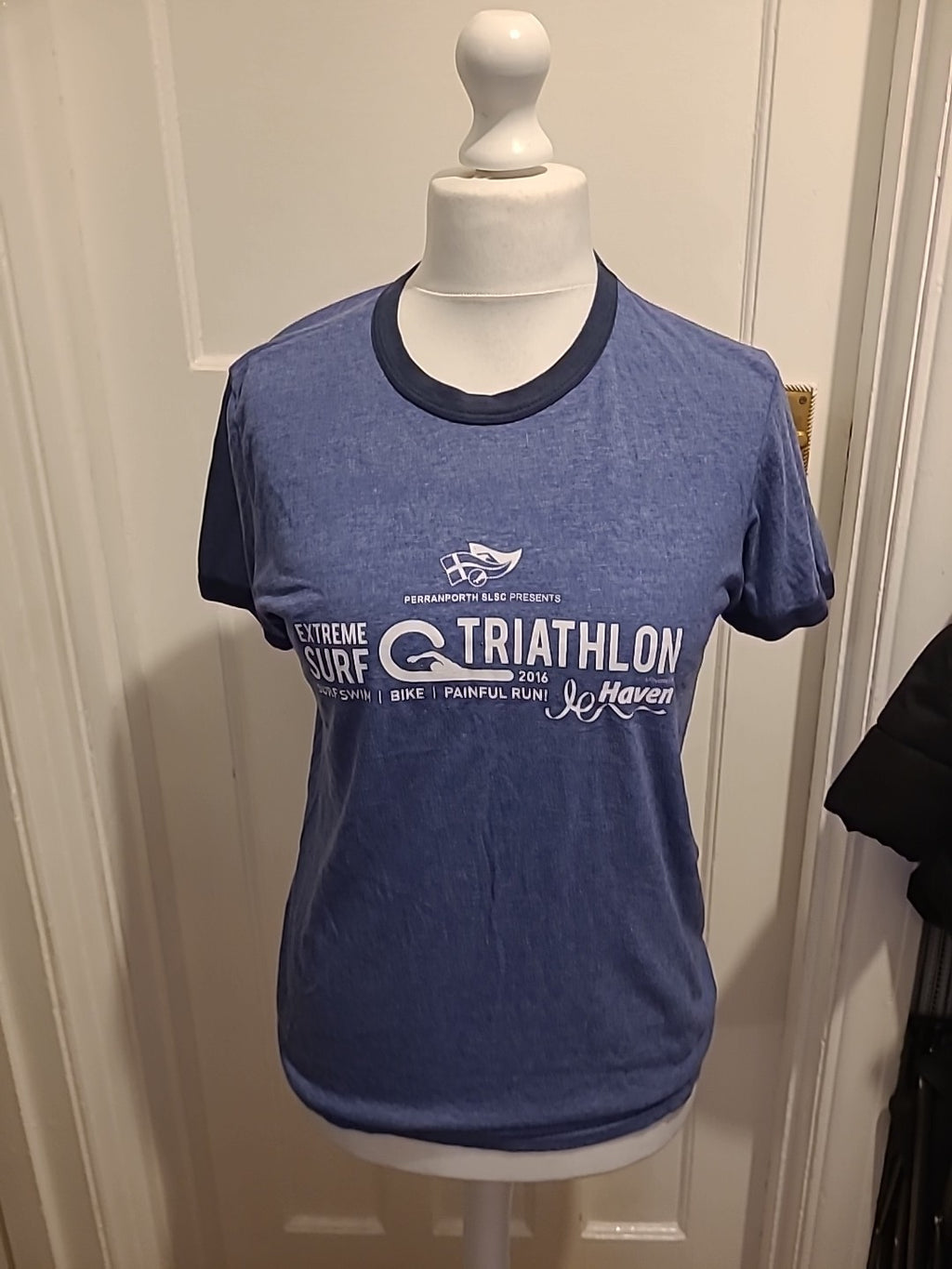 Mens Anvil Size Medium Navy Blue Triathlon Print Tshirt