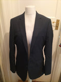 Mens Size 40R Navy Lined Padded Suit Jacket