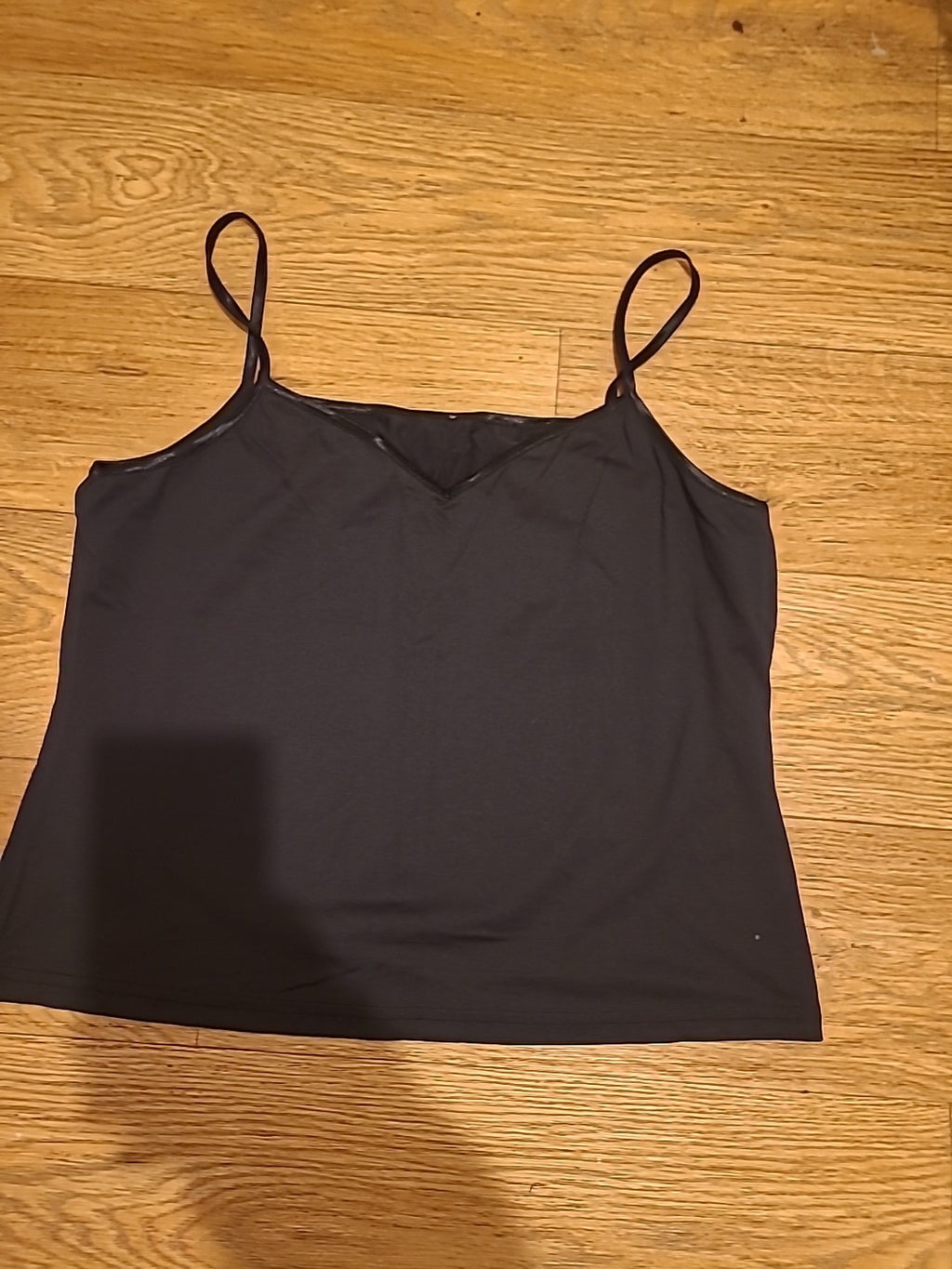 Ladies Per Una Size 16 Black Shiny Sleeveless Cami Top