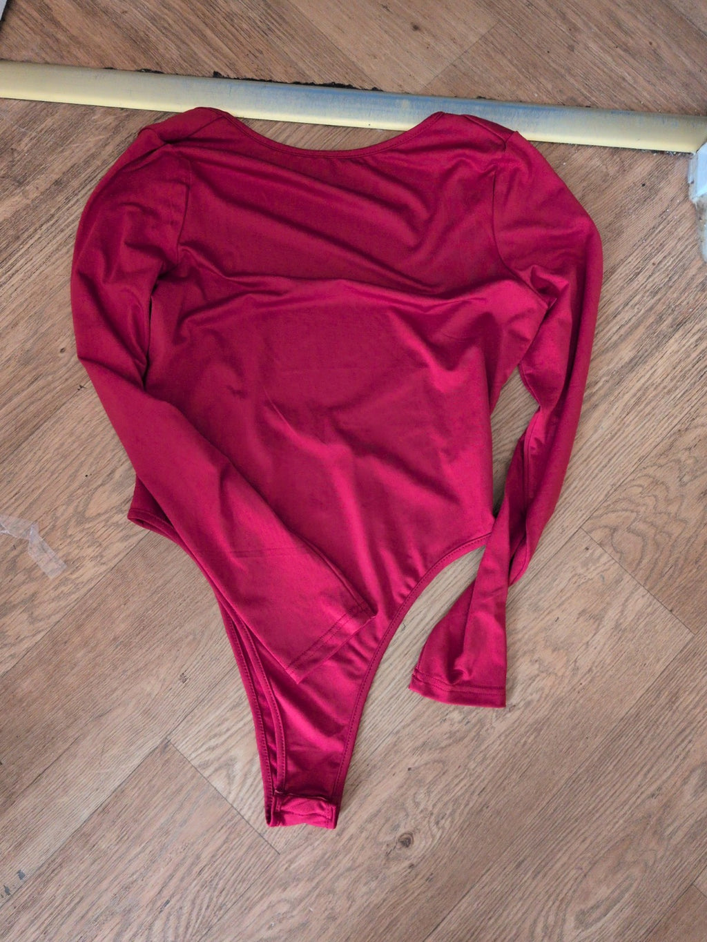 Shein Large Red Scoop Neck Long Sleeve Bodysuit