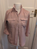 H&M 14 Pale Pink Long Sleeve Collared Blouse