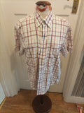 Mens Pedro Del Hierro Size Large Pin Point Oxford White Check Short Sleeved...