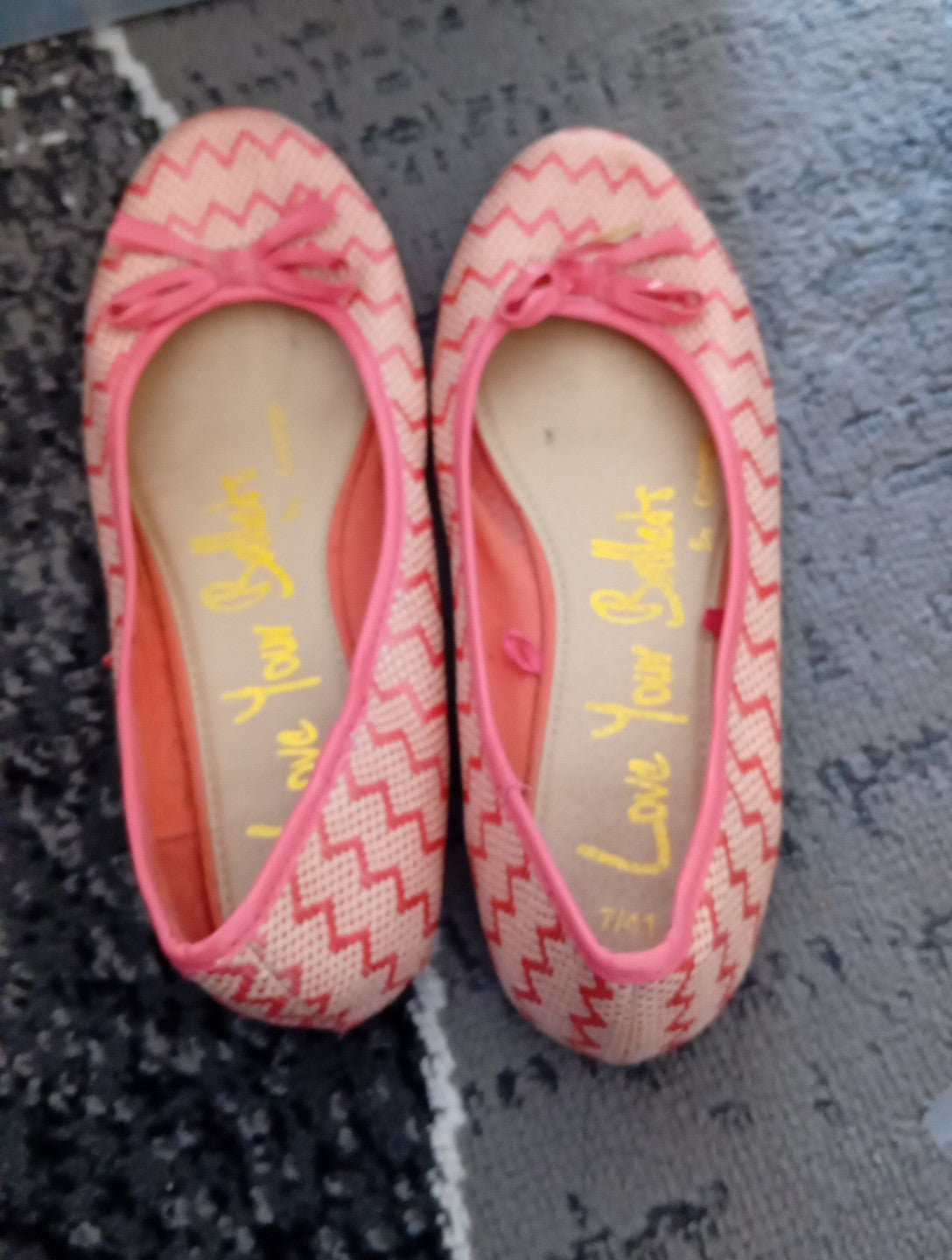 Ladies Flats Size 7 George Peach/cream Free Delivery