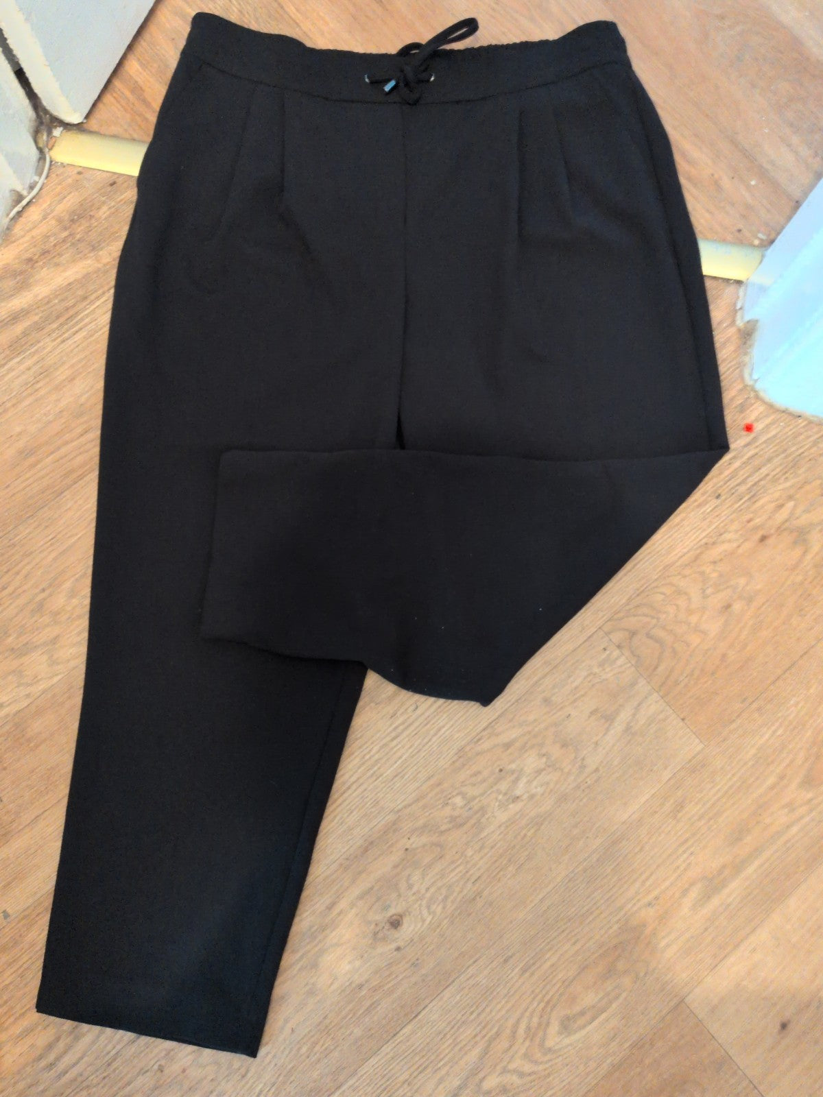 George 18 Black Elastic Waist With Drawstring Trousers